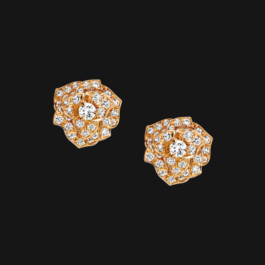 Boucles d'oreilles Fleur éclose Mûre plaqué or rose 18K – 3 microns
