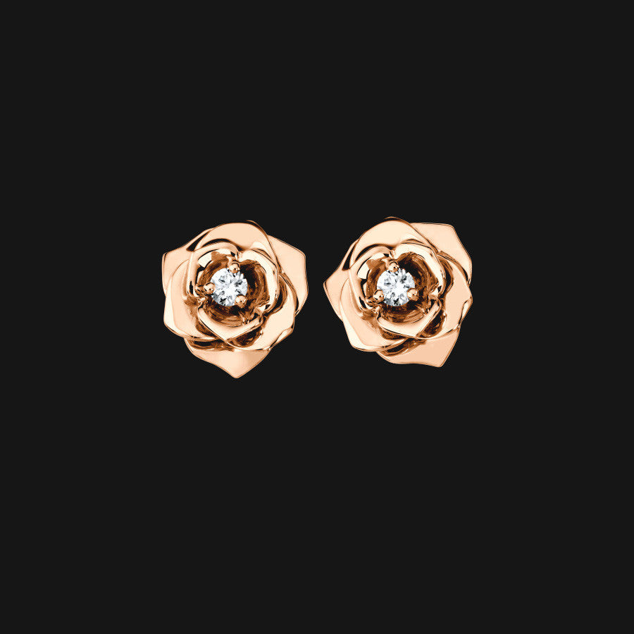 Boucles d'oreilles Fleur pleine Groseille plaqué or rose 18K – 3 microns