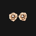 Boucles d'oreilles Fleur pleine Pêche doré, finition or rose