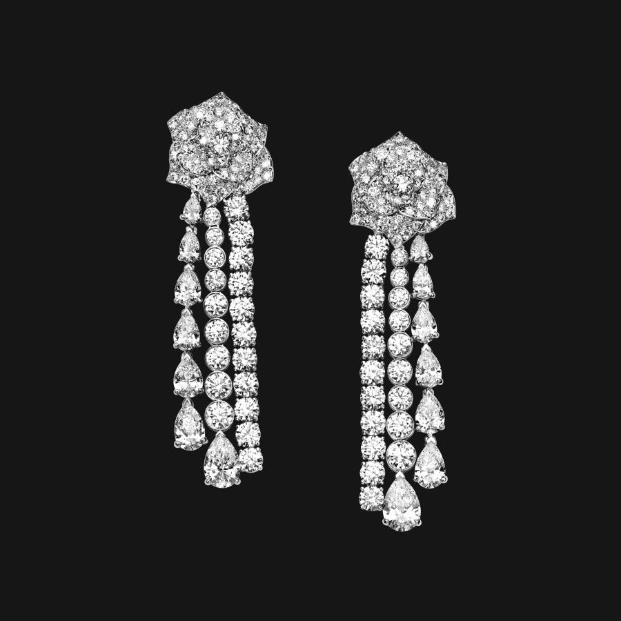Boucles d'oreilles Pendantes Myrtille plaqué or blanc 18K – 3 microns