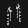 Boucles d'oreilles Pendantes Obsidienne Pastèque doré, finition or blanc
