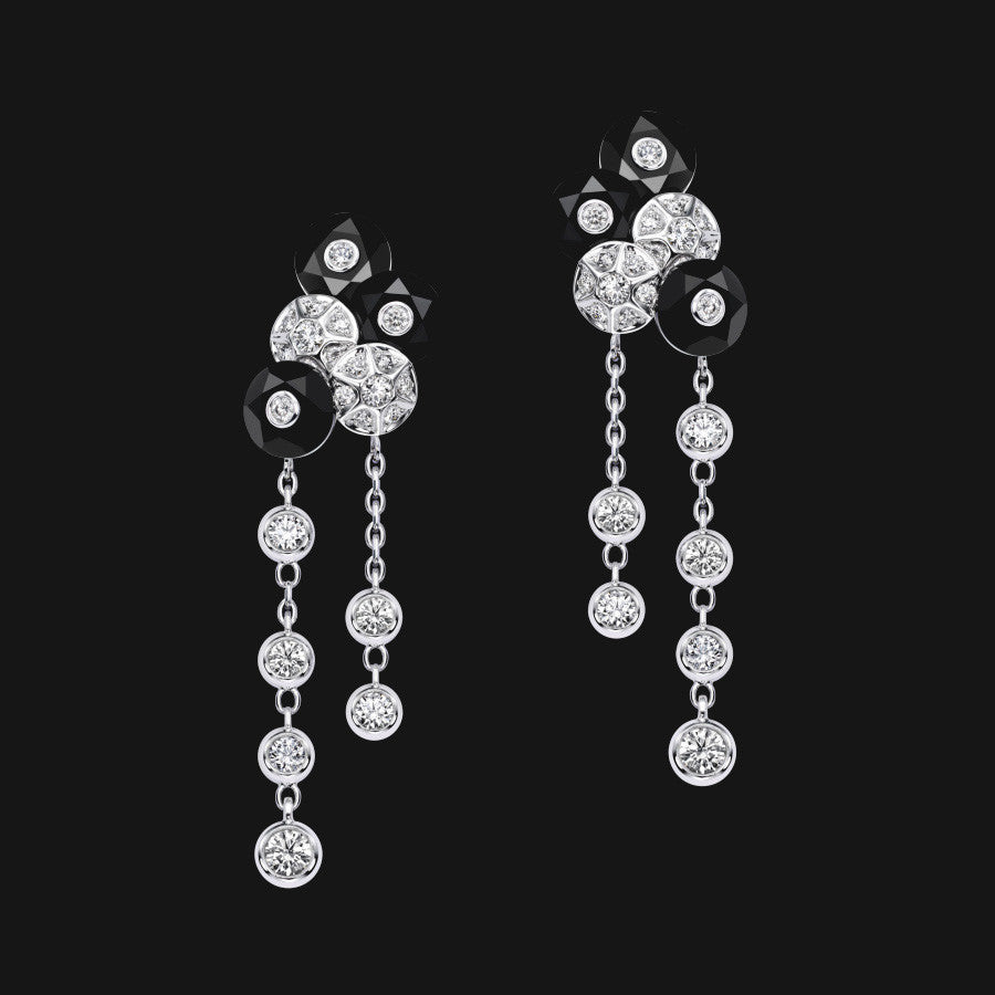 Boucles d'oreilles Pendantes Obsidienne Pastèque doré, finition or blanc